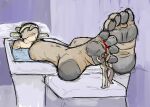 2012 anthro bathing bathtub brown_body brown_fur brown_hair collar dormouse duo edible_dormouse eyes_closed feet foot_fetish foot_lick foot_play fur guide_lines hair inside jeri_kleinlowe licking macro male male/male mammal micro nude nude_male partially_submerged pillow purple_background red_collar rodent simple_background slave smile tail tan_body tan_fur tongue