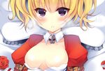  blonde_hair blush breasts censored donita medium_breasts purple_eyes short_hair unlight usagihime 