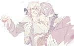  1boy 1girl breasts carrying couple cup drinking_glass drunk happy holding holding_cup large_breasts mabinogi morphidrianas_(mabinogi) princess_carry rian_(bdl) sweatdrop wine_glass 