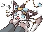 asphyxiation bodily_fluids crying domestic_cat felid feline felis female feral hi_res imminent_death league_of_legends mammal riot_games simple_background tears tencent white_background yuumi_(lol) yuumisocute