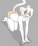 2025 5_fingers ahoge anthro big_eyes black_nose briefs briefs_only butt claws clothed clothing digital_media_(artwork) domestic_cat eyebrows feet felid feline felis feshpwince finger_claws fingers flat_colors front_view full-length_portrait fur grey_background hair inner_ear_fluff looking_at_viewer male mammal open_mouth orange_briefs orange_clothing orange_eyes orange_underwear portrait pupils raised_tail restricted_palette shadow short_hair simple_background slim slim_anthro slim_male slit_pupils snout solo tail three-quarter_view toe_claws toes topless tuft underwear underwear_only white_body white_fur white_hair