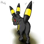  ambiguous_gender butt eeveelution glare looking_at_viewer looking_back nintendo plain_background pok&#233;mon pok&eacute;mon raised_tail red_eyes solo stare umbreon unknown_artist video_games white_background 