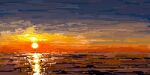  gradient_sky hisachan55cute horizon no_humans ocean original pixel_art reflection reflective_water scenery sky sun sunset 