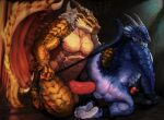 anal anal_penetration anthro anthro_on_anthro anthro_penetrated anthro_penetrating anthro_penetrating_anthro barazoku blue_body blue_scales bodily_fluids dragon drooling duo dust_yang ear_frill erection frill_(anatomy) genitals humanoid_genitalia humanoid_penis kneeling leash leash_pull male male/male male_penetrated male_penetrating male_penetrating_male muscular muscular_anthro muscular_male mythological_creature mythological_scalie mythology narrowed_eyes nude open_mouth penetration penile penile_penetration penis penis_in_ass pupils red_penis red_tongue saliva scales scalie sex slit_pupils tongue tongue_out yellow_body yellow_eyes yellow_scales