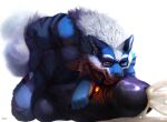 anthro auto_penis_lick balls big_balls big_penis black_penis blue_body blue_fur bodily_fluids canid canine cum cumshot dust_yang ear_piercing ejaculation erection eyewear fur gauged_ear genital_fluids genitals glasses huge_balls huge_penis humanoid_genitalia humanoid_penis hyper hyper_genitalia hyper_penis inner_ear_fluff jewelry licking male mammal masturbation muscular muscular_anthro muscular_male narrowed_eyes necklace nude open_mouth oral oral_masturbation orange_eyes penile penile_masturbation penis piercing rectangular_glasses self_lick simple_background solo tongue tongue_out tuft wearing_glasses white_background white_inner_ear_fluff