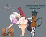 absurd_res animal_genitalia animal_humanoid animal_penis animal_print animal_print_thigh_highs armwear balls berrie_lattee big_balls big_butt big_nipples big_penis blush bovid bovine butt cattle clothed clothing collar cow_print cow_print_thigh_highs dark_body dark_skin ear_piercing ear_tag elbow_gloves equine_genitalia equine_penis felid felid_humanoid feline feline_humanoid femboy foreskin genitals glistening glistening_body gloves green_eyes green_hair hair handwear hi_res horn huge_balls huge_butt huge_penis humanoid hyper hyper_balls hyper_butt hyper_genitalia hyper_penis knee_highs komomo_(berrie_lattee) leggings legwear leotard male mammal mammal_humanoid mochi_(berrie_lattee) nipples nude pale_skin partially_clothed pattern_clothing pattern_legwear pattern_thigh_highs penis piercing size_difference small_but_hung smaller_male solo tail thick_thighs thigh_highs white_hair wide_hips