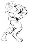  anthro biceps big big_muscles black_and_white female hyper hyper_muscles lagomorph looking_at_viewer mammal monochrome muscles muscular_female pecs pose rabbit 