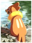  border brown_fur buizel highres no_humans open_mouth outside_border pokemon pokemon_(creature) sei_butsu_bu solo water white_border 