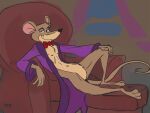 2012 3_toes 4_fingers abstract_background anthro basil_(disney) bedroom_eyes belly belly_tuft biped black_eyebrows black_nose bottomless bottomless_anthro bottomless_male bow_tie brown_body brown_fur calf_tuft chair chest_tuft clothed clothing colored curling_tail digital_drawing_(artwork) digital_media_(artwork) disney eyebrows feet fingers flat_colors fur furniture glance grinning_at_viewer half-closed_eyes hand_on_knee hand_on_leg head_tuft knee_up leg_tuft male mammal mouse multicolored_body multicolored_fur murid murine narrowed_eyes navel on_chair open_clothing open_robe painted_background paws pecs pink_inner_ear pinup pose purple_clothing purple_robe red_bow_tie ribs robe rodent seductive signature sitting sitting_on_chair sketch sketchy smile smiling_at_viewer smirk smirking_at_viewer smug smug_expression smug_eyes smug_face smug_grin solo stevethedragon tail tan_belly tan_body tan_fur the_great_mouse_detective toes tuft two_tone_body two_tone_fur vein white_sclera
