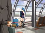  1boy 1girl airplane airport blue_hair eyes_closed game_cg hug luggage tahara_chizuru tsukushite_agechau_4 