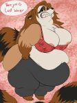 2018 absurd_res anthro areola areola_slip artist_logo barefoot belly belly_overhang belly_rolls big_belly big_breasts big_butt big_tail bodily_fluids bottomwear bottomwear_pull bra breasts brown_body brown_fur brown_hair butt clenched_teeth clothed clothing clothing_pull double_chin dressing ears_down english_text eyes_closed fat_arms feet female floral_print floral_print_bra frown full-length_portrait fur gloves_(marking) hair hi_res huge_butt huge_hips logo long_hair long_tail mammal markings multicolored_body multicolored_fur neck_rolls obese obese_anthro obese_female overweight overweight_anthro overweight_female pants pants_pull pivoted_ears portrait procyonid raccoon red_bra red_clothing red_underwear shirtless simple_background solo squeeeshie straining striped_markings striped_tail stripes struggling struggling_to_fit sweat sweatdrop sweatpants tail tail_markings teeth text textured_background thick_thighs thought_bubble three-quarter_view tight_bottomwear tight_bra tight_clothing tight_pants two_tone_body two_tone_fur underwear wardrobe_malfunction weight_gain white_body white_fur wide_hips