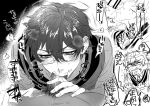  2boys absurdres blush collared_shirt cum cum_in_mouth fellatio gagake_v glasses greyscale highres leos_vincent leos_vincent_(1st_costume) male_focus male_pubic_hair monochrome multiple_boys necktie nijisanji oral penis protected_link pubic_hair saliva shirt short_hair stray_pubic_hair sweat sweater_vest tie_clip tongue tongue_out virtual_youtuber yaoi 