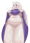 2025 2_horns 4_fingers anthro awkward big_breasts blush blush_lines bodily_fluids boss_monster_(undertale) bovid breasts caprine clothed clothing clothing_lift curvy_figure digital_media_(artwork) dress dress_lift dripping_pussy female fingers floppy_ears front_view glistening glistening_body goat grin haisevaa hi_res horn low-angle_view mammal navel nervous nervous_smile no_underwear overweight overweight_anthro overweight_female portrait presenting presenting_belly robe robe_lift shaded simple_background smile solo standing sweat sweatdrop sweaty_legs sweaty_thighs thick_thighs three-quarter_portrait toriel undertale undertale_(series) voluptuous voluptuous_female white_background white_body wide_hips