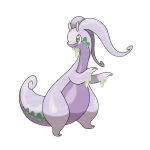  artist_request closed_mouth dripping full_body goodra green_eyes no_humans official_art pokemon pokemon_(creature) pokemon_focus pokemon_xy simple_background slime_(substance) smile solo standing third-party_source white_background 