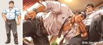  ai-generated highres male_focus mature_male mononobe_kyoma muscular pectorals protagonist_3_(housamo) short_hair tokyo_afterschool_summoners 