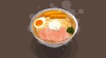  bowl brown_background chopped_spring_onion commentary egg_(food) food from_above grated_daikon highres hisachan55cute katsu_(food) mantou no_humans noodles original ramen scenery simple_background softboiled_egg steaming_food 