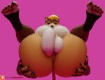 3d_(artwork) 5_fingers 5_toes anthro anus balls blonde_hair brown_clothing brown_fingerless_gloves brown_footwear brown_gloves brown_handwear brown_headwear camseven claws clothing digital_media_(artwork) domestic_cat epic_games feet felid feline felis finger_claws fingerless_gloves fingers footwear fortnite fur genitals gloves hair hand_on_butt hand_on_own_butt handwear headgear headwear hi_res male mammal meowtooth multicolored_body multicolored_fur open_mouth open_smile orange_body orange_fur pantherine patreon patreon_logo pecs penis pink_background simple_background smile solo tail tiger toe_claws toeless_footwear toes white_body white_fur