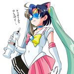  ahoge angry animal_ears bad_id bad_pixiv_id bishoujo_senshi_sailor_moon blue_hair brown_hair circlet enema gloves goggles long_hair moetron multicolored_hair sailor_senshi_uniform solo twintails very_long_hair white_gloves 