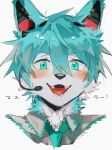 absurd_res aliasing anthro blue_body blue_eyes blue_fur blue_hair blush cosplay digital_drawing_(artwork) digital_media_(artwork) electronics fangs felid feline fur hair hatsune_miku headphones headset_microphone hi_res japanese_text kemono looking_at_viewer male mammal multicolored_body multicolored_fur neck_tuft open_mouth solo sski_0 teeth text tuft vocaloid white_body white_fur