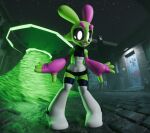3d_(artwork) :d alien alien_humanoid ambiguous_gender beam blender_(artwork) clothing detailed_background digital_media_(artwork) fisheye_lens gloves green_body green_skin handwear hi_res humanoid low-angle_view nearlyepoint night outside purple_clothing purple_gloves purple_handwear sky smile solo sploot_(unknownspy) star starry_sky ufo urban