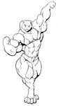  anthro biceps big big_muscles black_and_white female hyper hyper_muscles lagomorph looking_at_viewer mammal monochrome muscles muscular_female pose rabbit 