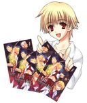 blonde_hair child child_gilgamesh fate/hollow_ataraxia fate/stay_night fate_(series) male_focus mirucream open_mouth red_eyes smile younger 