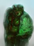 anthro balls bear brown_balls brown_body brown_fur brown_penis clothed clothing coat dust_yang erection fur genitals head_tuft hi_res holding_object humanoid_genitalia humanoid_penis lab_coat male male_anthro mammal open_clothing open_topwear overweight overweight_anthro overweight_male penis portrait simple_background solo standing three-quarter_portrait topwear tuft white_background