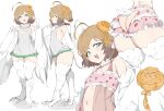  absurdres animal_ears ass backless_panties bare_shoulders bern_(outis) bird_ears bird_legs blue_eyes blush breasts brown_hair commentary english_commentary feathered_wings feathers flower green_skirt hair_flower hair_ornament harpy heart heart_print highres looking_at_viewer medium_hair monster_girl multiple_views open_mouth orange_flower original panties second-party_source simple_background skirt sleeveless sleeveless_sweater small_breasts sweater talons thus0thus underwear v virgin_killer_sweater white_background white_feathers white_wings winged_arms wings 