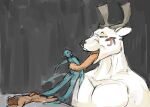 2012 anthro antlers black_background colored death deer duo fatal_vore forced fur guide_lines horn jeri_kleinlowe long_tongue macro_pred male mammal micro_prey mouse murid murine new_world_deer reindeer rodent simple_background soul soul_vore tongue unwilling_prey vore white_background white_body white_fur willing_pred