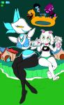 acid_pool andromorph anthro avian berdly bikini bikini_bottom bikini_top boat bovid bracelet building cake caprine clothing darkner deltarune dessert digital_drawing_(artwork) digital_media_(artwork) dinosaur electrical_plug eyewear felid feline female food glasses goat group hi_res house human humanoid intersex jewelry kris_(deltarune) lightner male mammal maskrequired monster prehistoric_species ralsei reptile rubber_duck scalie spiked_bracelet spikes stunt susie_(deltarune) swimwear tasque_manager two-piece_swimsuit umbrella_drink undertale_(series) vehicle watercraft
