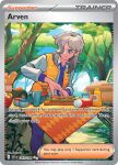  1boy akikan_(kantaro) aqua_eyes artist_name arven_(pokemon) blue_sky bread brown_hair card_(medium) character_name closed_mouth cloud collared_shirt company_name copyright_name copyright_notice cup cutting cutting_board day english_text food grey_shirt hair_over_one_eye holding holding_knife knife lettuce long_hair looking_at_another mabosstiff male_focus mustard_bottle necktie official_art open_clothes open_vest outdoors pants picnic_basket pokemon pokemon_(creature) pokemon_card pokemon_sv pokemon_tcg purple_necktie purple_pants school_uniform shirt sky smile standing sunlight table tablecloth third-party_source trading_card tree uva_academy_school_uniform vest yellow_vest 