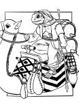 2025 4_toes 4chan_anon 5_fingers agamid ambiguous_gender anthro bag barrel bearded_dragon black_and_white black_line_art bottomwear bridle camel camelid claws clothed clothing digital_drawing_(artwork) digital_media_(artwork) duo feet feral fingers front_view full-length_portrait fur hi_res holding_melee_weapon holding_object holding_polearm holding_spear holding_weapon jacket kerchief knife lips lizard long_neck male mammal mane melee_weapon monochrome mouth_closed open_clothing open_jacket open_topwear pants polearm portrait reptile riding saddle scabbard scales scalie sheathed_knife shemagh short simple_background sitting snout spear tail three-quarter_view toe_claws toes topwear weapon white_background