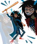 2025 absurd_res anonymous_artist anthro baseball_bat bat_(object) black_clothing black_hair black_shirt black_topwear bottomwear clothing deer deltarune denim denim_bottomwear denim_clothing dess_holiday eyewear female glasses hair hi_res homestuck jeans mammal ms_paint_adventures new_world_deer pants parody reindeer shirt simple_background solo topwear undertale_(series) unknown_artist vriska_serket white_background