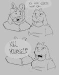 2025 anthro asgore_dreemurr bard boss_monster_(undertale) bovid caprine deltarune dialogue duo english_text female goat greyscale horn humor male mammal meme monochrome pun shitpost suicide_baiting text toriel twistedfurby undertale_(series)