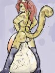 2012 anthro balls big_balls big_penis black_boots black_clothing black_footwear body_outline boots butt clothing cock_vore colored erection footwear fur genitals guide_lines hair herm hi_res huge_balls huge_penis hyper hyper_balls hyper_genitalia hyper_penis intersex jeri_kleinlowe long_hair looking_back markings penile penis purple_background raised_tail rear_view red_hair shoes simple_background smile smirk solo species_request spots spotted_body spotted_fur standing tail tan_body tan_fur unwilling_prey vore willing_pred yellow_body yellow_fur