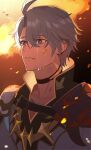  1boy absurdres antenna_hair armor black_choker black_shirt blue_eyes choker coat crying crying_with_eyes_open hashtag-only_commentary highres honkai:_star_rail honkai_(series) injury kass_(jtsp0) looking_to_the_side male_focus neck_tattoo parted_bangs parted_lips pauldrons phainon_(honkai:_star_rail) shirt short_hair shoulder_armor single_pauldron solo sun_symbol sun_tattoo tattoo tears upper_body white_coat white_hair 