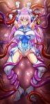  1girl absurdres armpits arms_up blue_eyes blush boots bound bow bowlegged_pose breasts censored clenched_teeth clothing_aside covered_navel elbow_gloves element_venus full_body glaring gloves hair_bow high_heel_boots high_heels high_ponytail highres impossible_clothes kisaragi_nozomi large_breasts legs_apart leotard leotard_aside long_hair looking_at_viewer magical_girl mosaic_censoring multicolored_leotard pink_hair ponytail pussy raised_eyebrows rape restrained scowl shinsou_seiki_elementia shiny_clothes shiny_skin sirano skin_tight skirt solo spread_legs standing teeth tentacles thigh_boots thighhighs two-tone_leotard white_gloves white_leotard wide_ponytail 