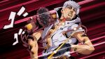  1boy 1other araki_hirohiko_(style) beard black_gloves comic_panel_redraw derivative_work efrenrostran english_commentary facial_hair fingerless_gloves gloves grey_hair grey_shirt high_collar highres jojo_no_kimyou_na_bouken male_focus mandom_(stand) mustache numbered official_style parted_lips ringo_roadagain shirt short_sleeves solo stand_(jojo) steel_ball_run teeth white_hair 