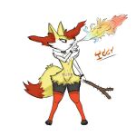 absurd_res anthro bat_(object) braixen clothing collar facial_piercing female fire generation_6_pokemon genitals herculesart hi_res iggy_(herculesart) leggings legwear nailed_bat nintendo nose_piercing piercing pokemon pokemon_(species) scarring solo vulva