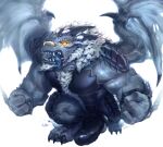 anthro black_penis blue_body blue_tongue blue_wings dragon dust_yang erection facial_piercing fangs front_view genitals hi_res humanoid_genitalia humanoid_penis hybrid_genitalia hybrid_penis knot knotted_humanoid_penis knotted_penis male male_anthro membrane_(anatomy) membranous_wings muscular muscular_anthro muscular_male mythological_creature mythological_scalie mythology nose_piercing nose_ring nude open_mouth orange_eyes penis piercing ring_piercing scalie septum_piercing septum_ring simple_background solo teeth tongue tongue_out white_background wings