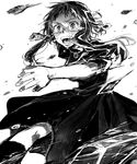  bad_id bad_pixiv_id black_dress crying crying_with_eyes_open dress ehoumaki_otoko fighting_stance glasses greyscale highres hoshi_no_samidare monochrome open_mouth simple_background solo sorano_hanako tears white_background 