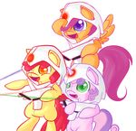  cub cutie_mark_crusaders_(mlp) equine female friendship_is_magic green_eyes hair horn horse mammal my_little_pony pegasus plain_background pony portal_pie purple_eyes purple_hair red_hair scootaloo_(mlp) sweetie_belle_(mlp) unicorn white_background wings young 