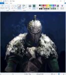  1other armor art_program_in_frame belt blue_background chosen_undead christian_young covered_face dark_souls_(series) facing_viewer fur_collar helmet microsoft_paint_(medium) microsoft_paint_(software) solo upper_body 