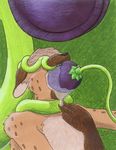  choking dripping eggplant eye fangs force goo grab green_eyes guppy_(artist) hyena male mammal plant roots stuck tentacles trapped unknown_artist 