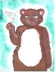  anthro bear biceps brown_fur chubby drawn english_text fur grizzly grizzly_bear looking_at_viewer male mammal nude solo text topless 