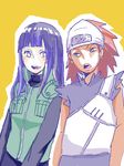  2girls dark_skin hyuuga_hinata karui kumogakure_symbol multiple_girls naruto naruto_shippuuden red_hair smile 