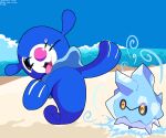 2025 ambiguous_gender beach bergmite black_eyes blue_body cloud dated duo elemental_creature fangs feral generation_6_pokemon generation_7_pokemon happy hi_res ice ice_creature markings mineral_fauna nintendo one_eye_closed open_mouth pokemon pokemon_(species) popplio sea signature sky sleepy_sealion tail teeth tongue tongue_out water whisker_markings yellow_eyes