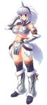 breasts cleavage elbow_gloves gloves highres horn kirin_(armor) large_breasts monster_hunter navel non-web_source panties simple_background solo thighhighs toned uchiu_kazuma underwear white_hair white_panties 