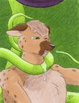  choking dripping eggplant eye force goo grab green_eyes guppy_(artist) hyena male mammal plant root stuck tentacles trapped unknown_artist 