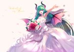  cleavage dress horns lord_of_walkure nipple_slip pointy_ears sora-bozu thighhighs wedding_dress wings 